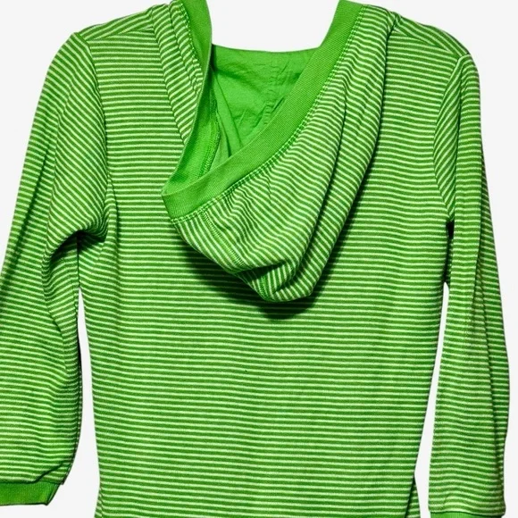 Orage Green Striped Hooded Athleisure Tie Waist Cozy Sporty Dress size Medium - Picture 9 of 13